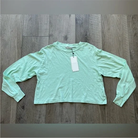 John Elliott Jersey Long Sleeve Cropped Tee in Mint Size 4/XL - Picture 3 of 9